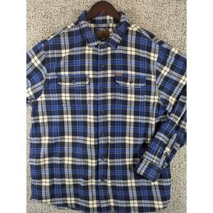 Orvis Heavy Weight Plaid Flannel Chamois Shacket Mens‎ XL Blue